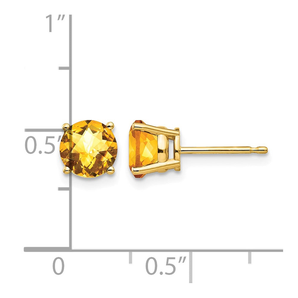 14k 6mm Citrine Checker Earrings