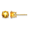 14k 6mm Citrine Checker Earrings