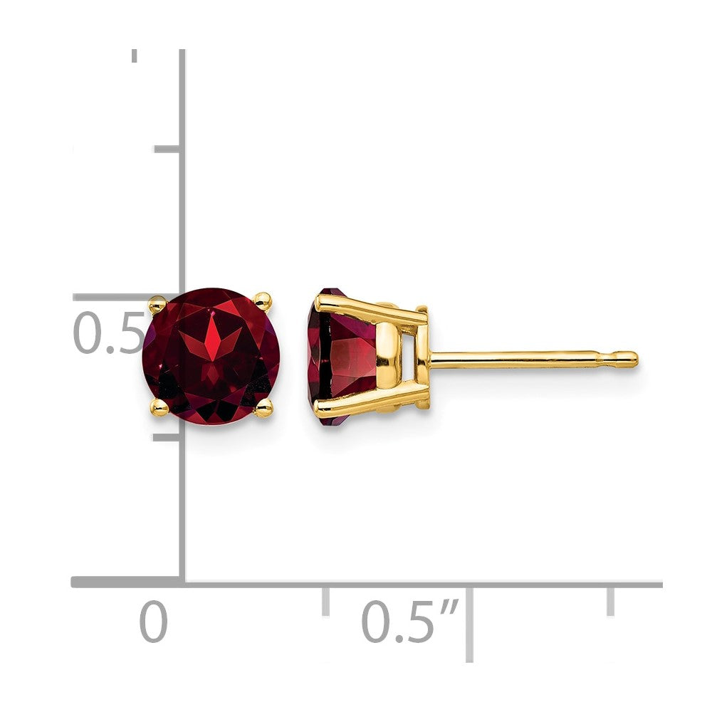14k 6mm Garnet Post Earrings