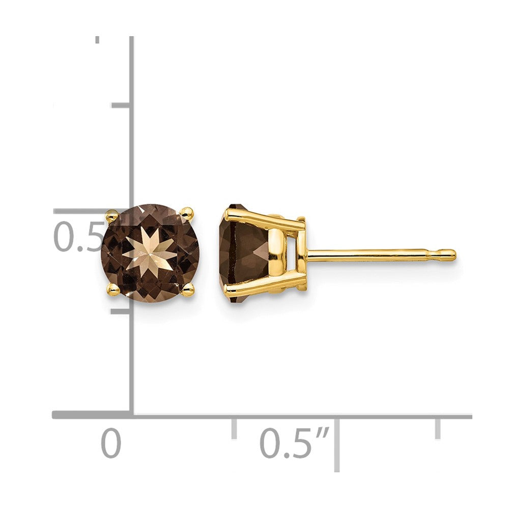 14k 6mm Round Smoky Quartz Earrings