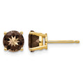14k 6mm Round Smoky Quartz Earrings