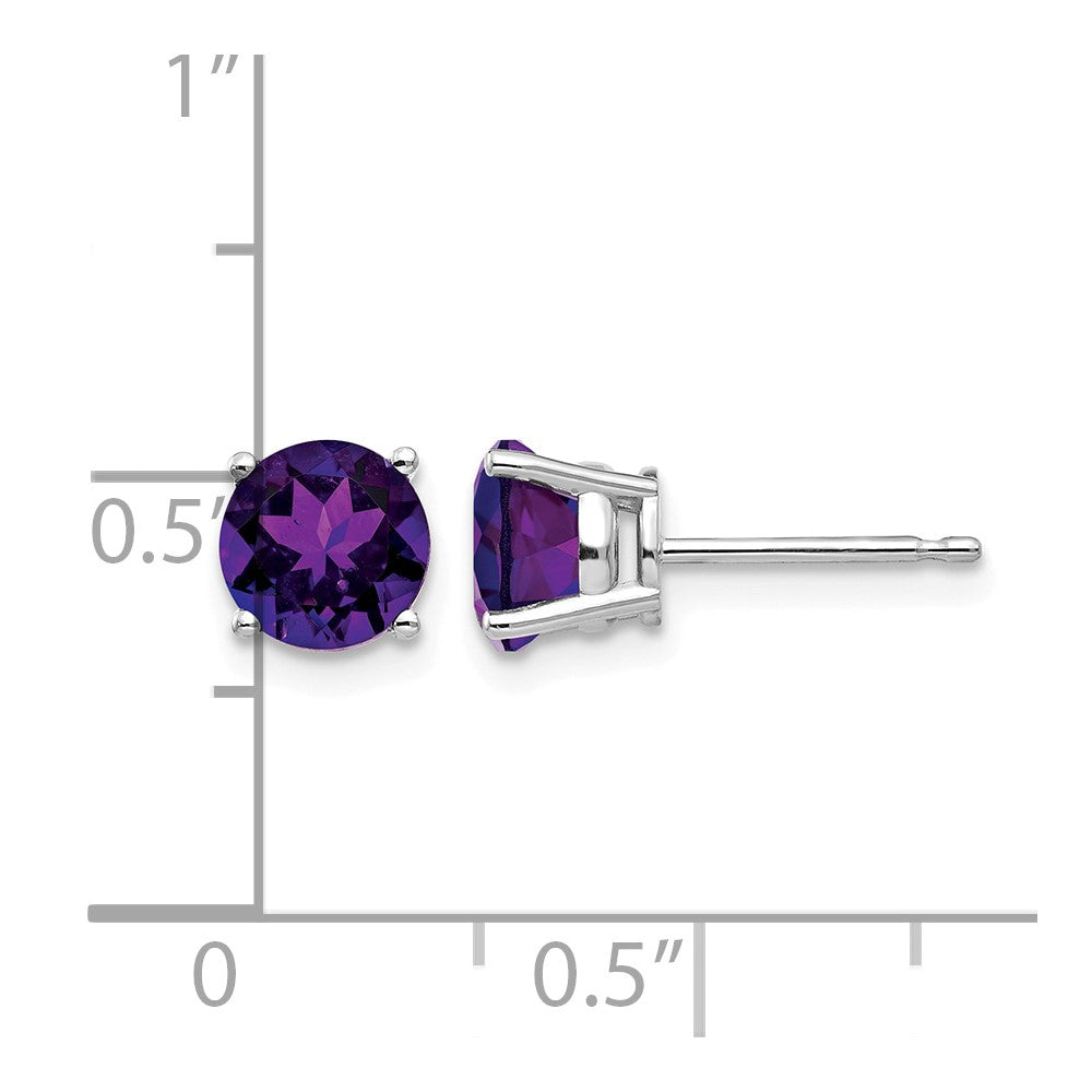 14k White Gold 6mm Amethyst Earrings