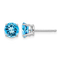 14k White Gold 6mm Blue Topaz Earrings