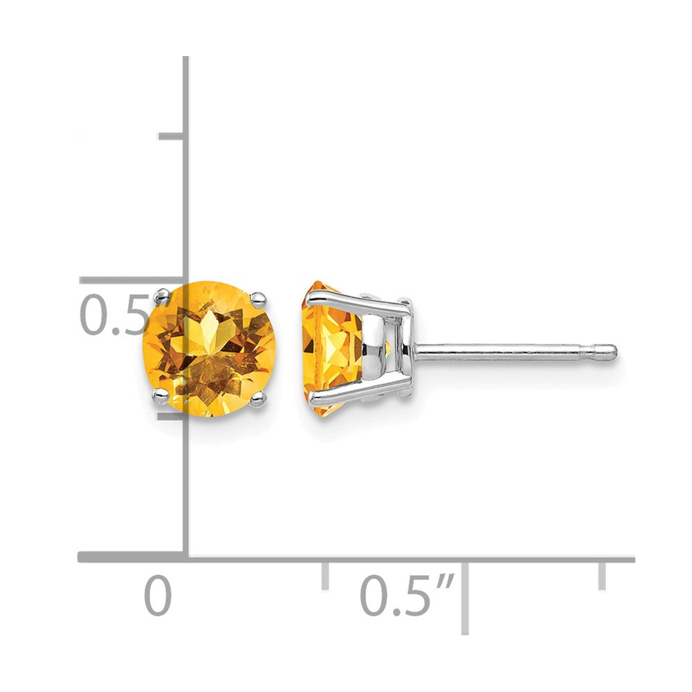 14k White Gold 6mm Citrine Earrings