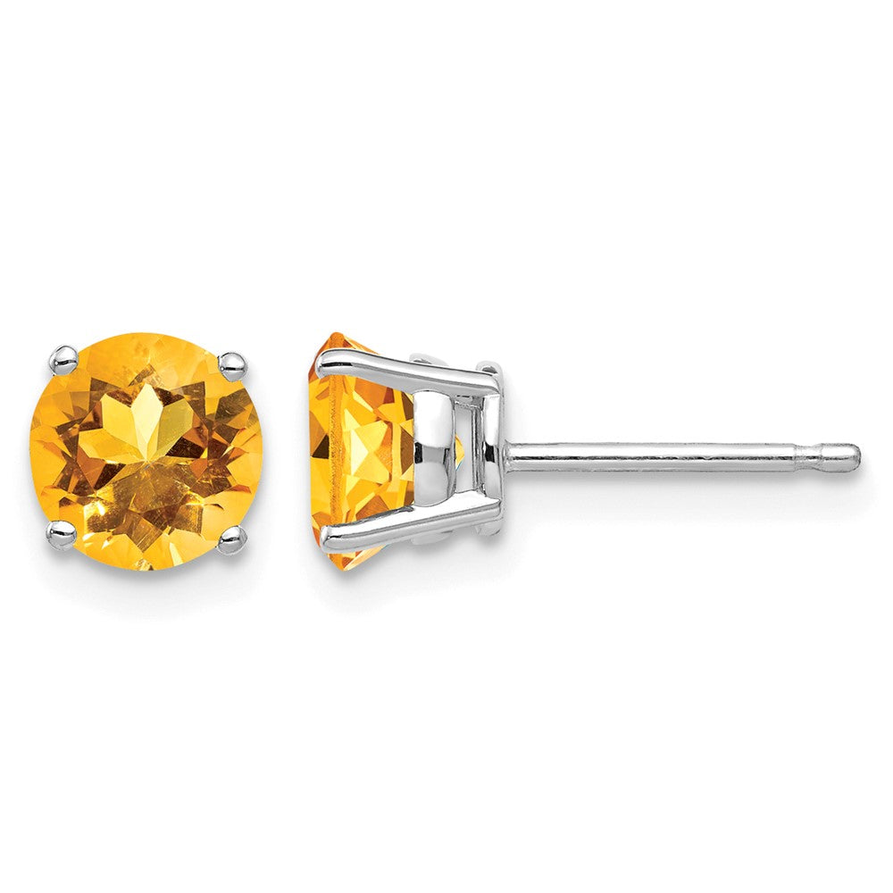 14k White Gold 6mm Citrine Earrings