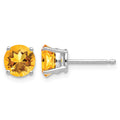 14k White Gold 6mm Citrine Earrings