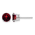 14k White Gold 6mm Garnet Earrings