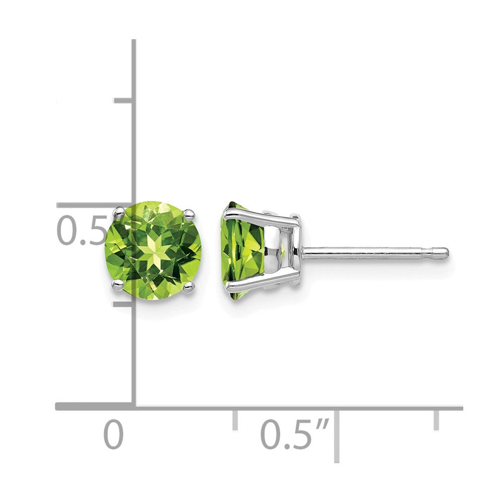 14k White Gold 6mm Peridot Earrings