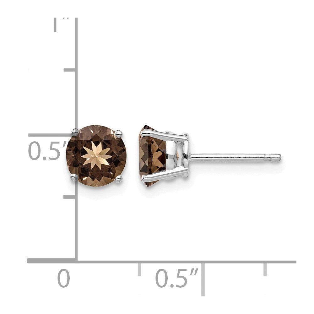 14kw 6mm Round Smoky Quartz Earrings