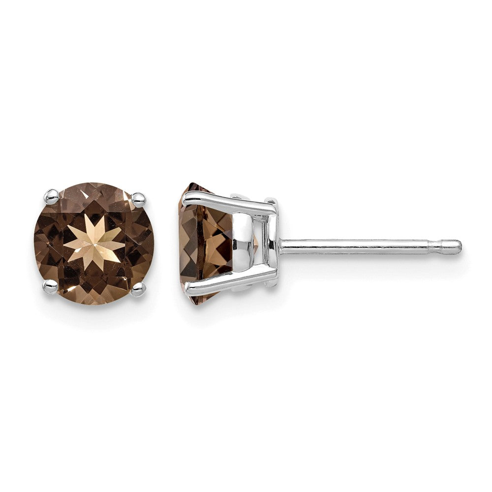 14kw 6mm Round Smoky Quartz Earrings