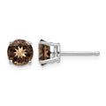 14kw 6mm Round Smoky Quartz Earrings