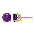 14k 7mm Amethyst Checker Earrings