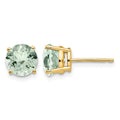 14k 7mm Round Green Quartz Earrings