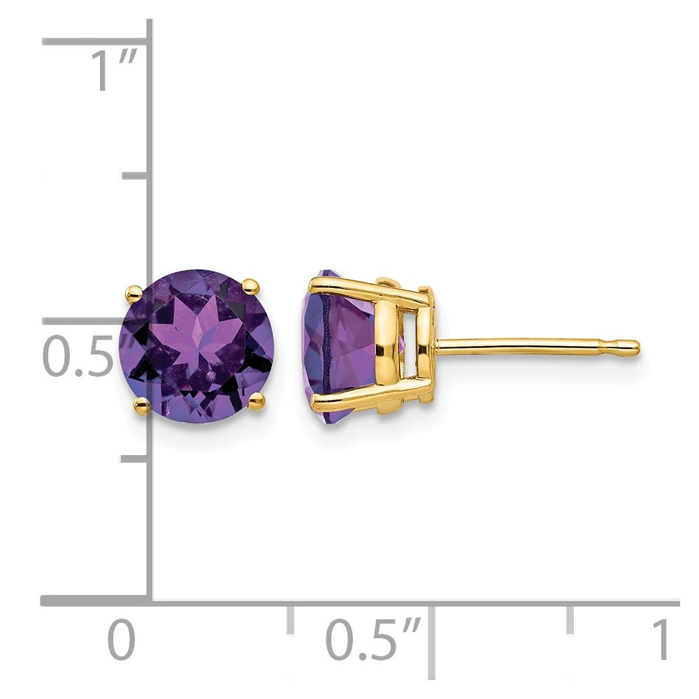 14k 7mm Amethyst Post Earrings