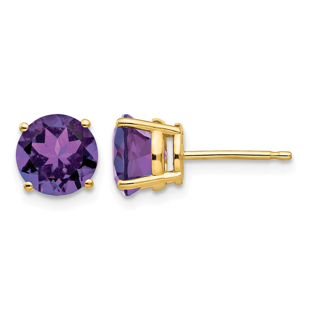 14k 7mm Amethyst Post Earrings