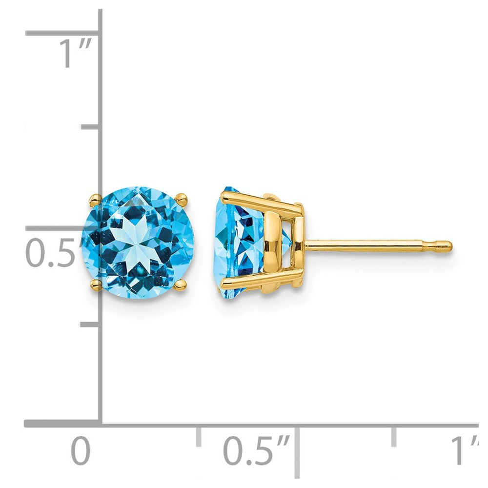 14k 7mm Blue Topaz Earrings