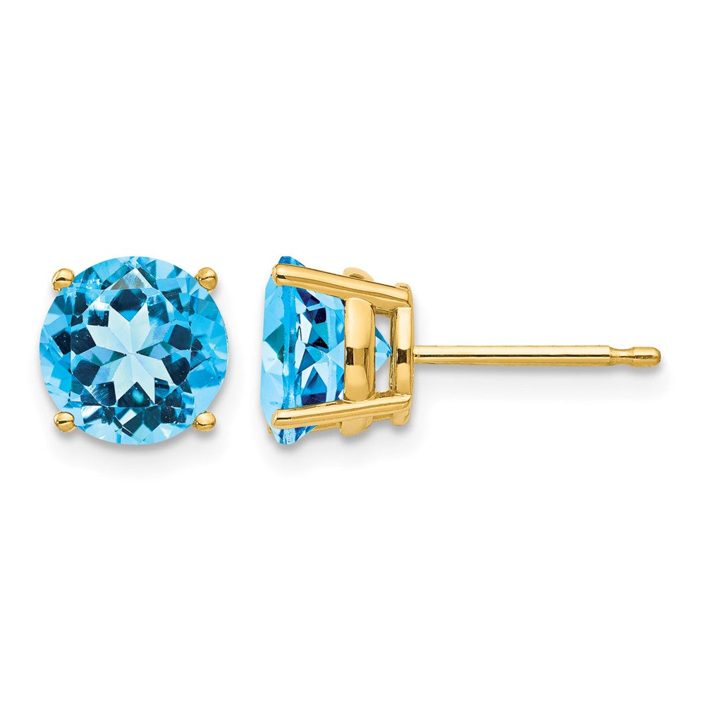 14k 7mm Blue Topaz Earrings