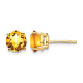 14k 7mm Citrine Checker Earrings