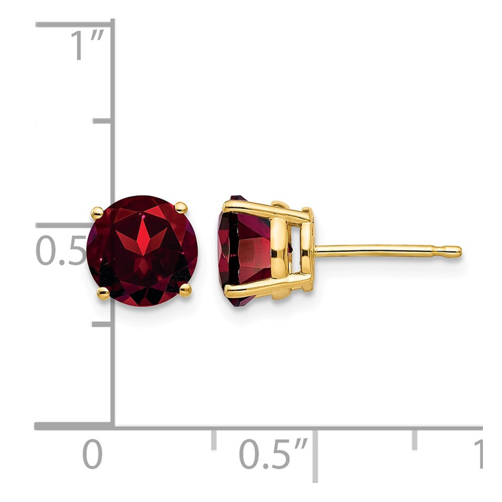 14k 7mm Garnet Post Earrings