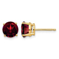 14k 7mm Garnet Post Earrings