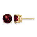 14k 7mm Garnet Checker Earrings