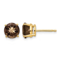 14k 7mm Round Smoky Quartz Earrings