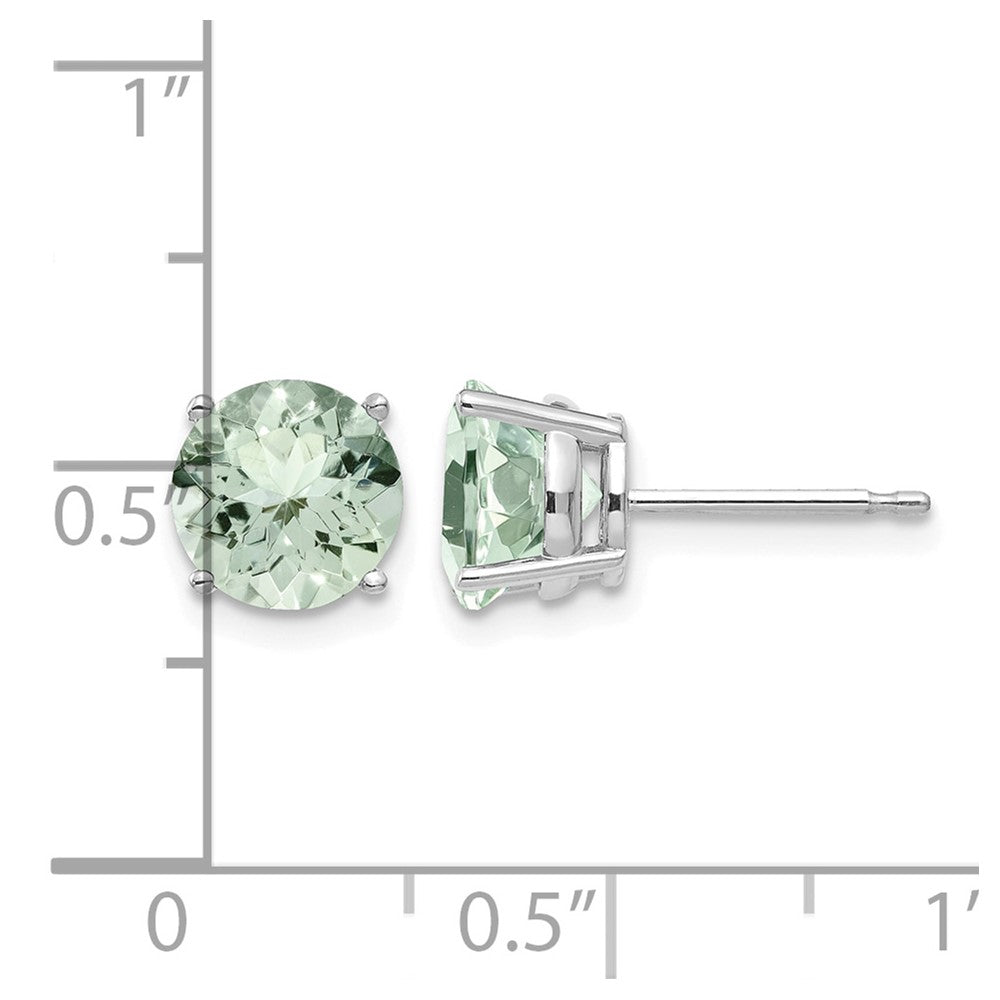14kw 7mm Round Green Quartz Earrings