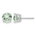 14kw 7mm Round Green Quartz Earrings