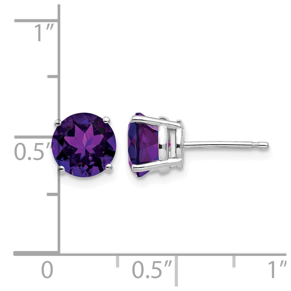 14k White Gold 7mm Amethyst Earrings