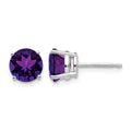 14k White Gold 7mm Amethyst Earrings