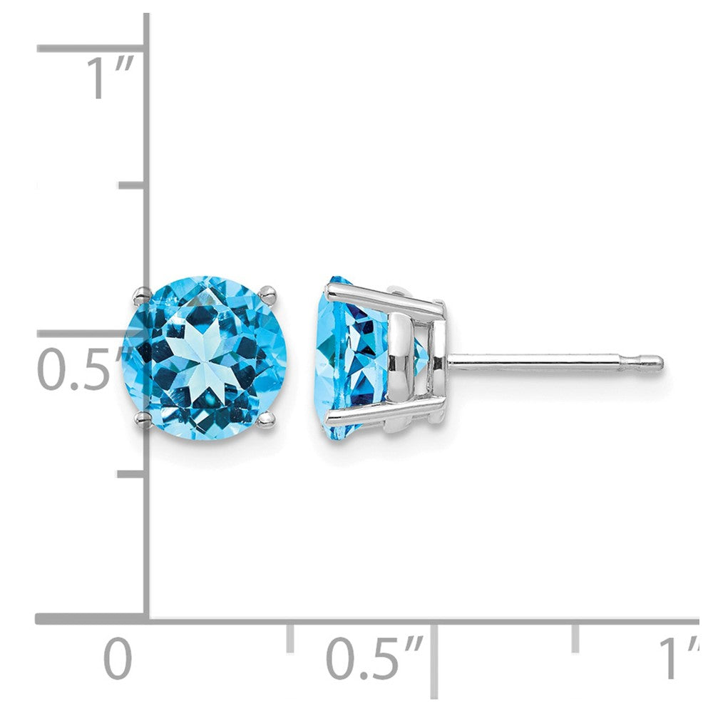 14k White Gold 7mm Blue Topaz Earrings