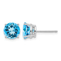 14k White Gold 7mm Blue Topaz Earrings