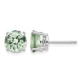 14kw 7mm Round Checker-Cut Green Quartz Earrings
