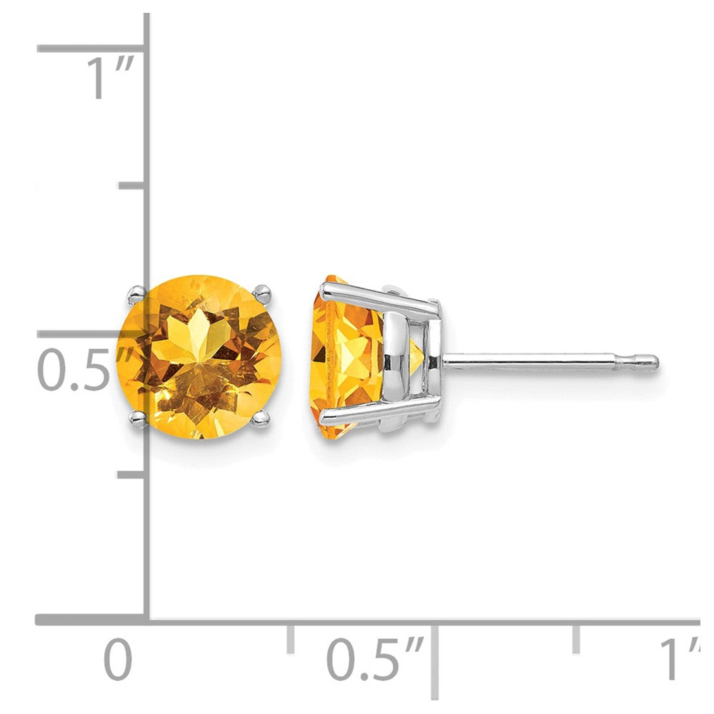 14k White Gold 7mm Citrine earring