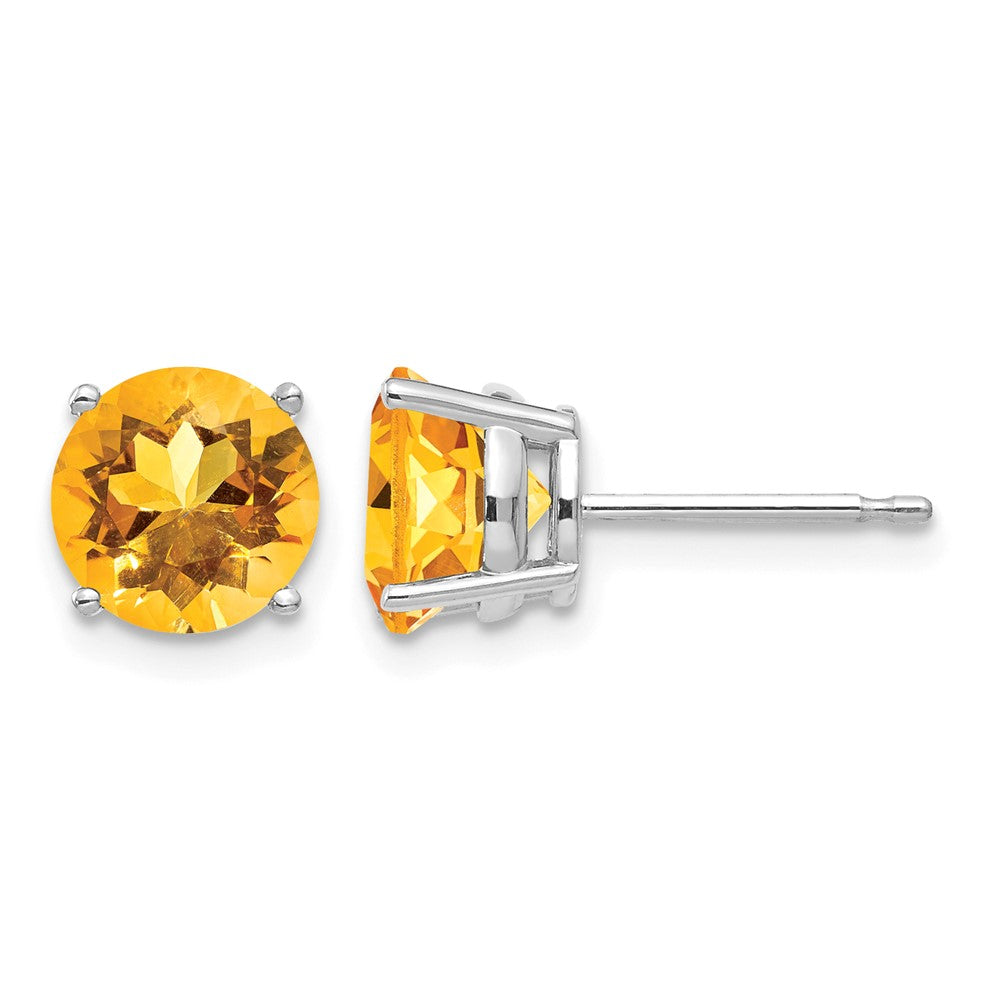 14k White Gold 7mm Citrine earring