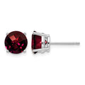14k White Gold 7mm Garnet Checker Earrings