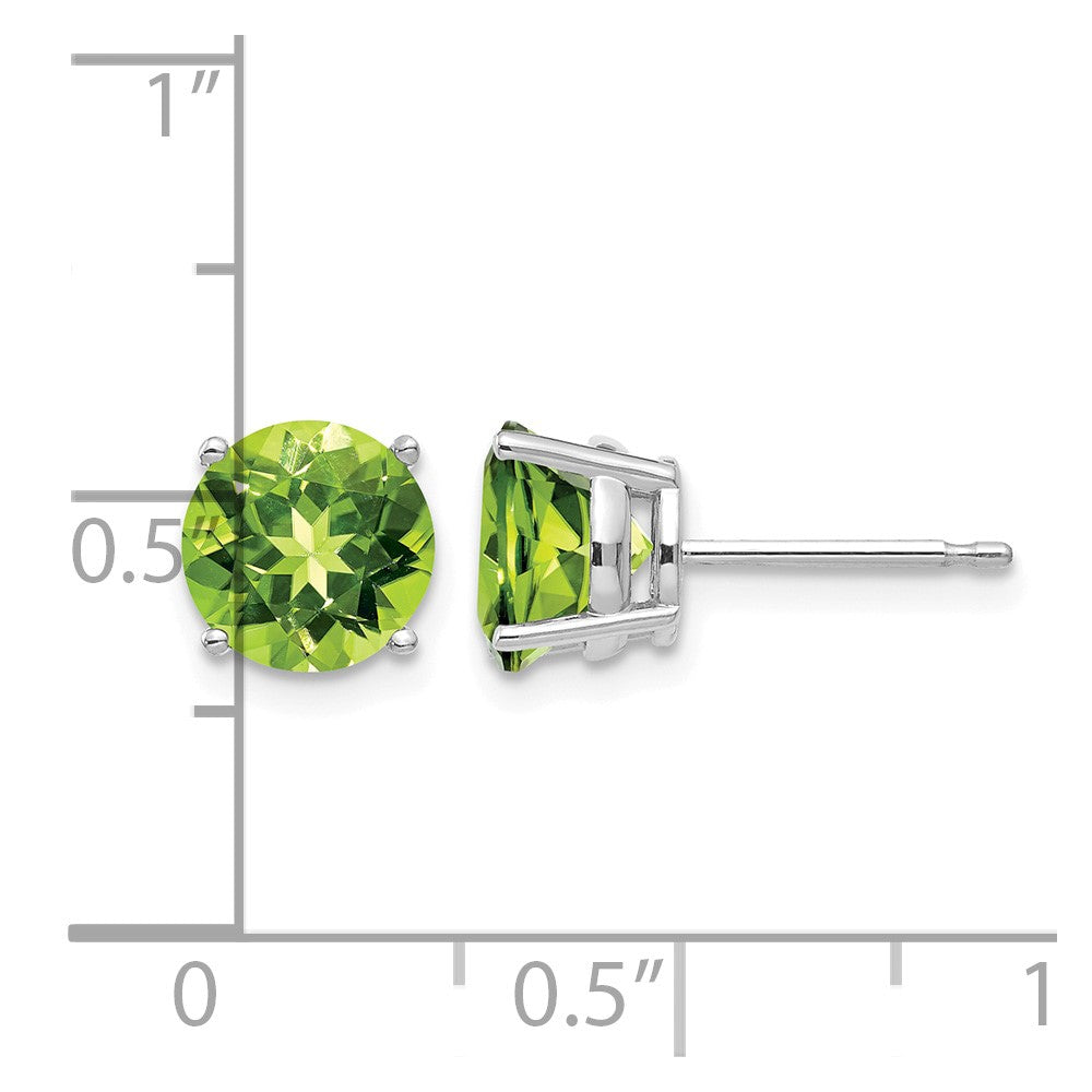 14k White Gold 7mm Peridot Earrings