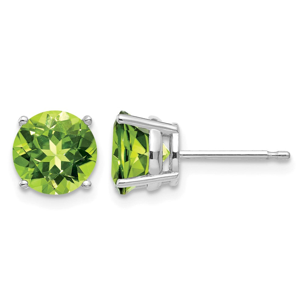 14k White Gold 7mm Peridot Earrings