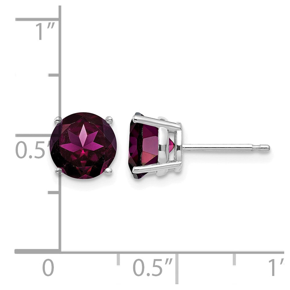 14k White Gold 7mm Rhodolite Garnet Earrings