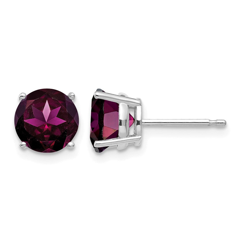 14k White Gold 7mm Rhodolite Garnet Earrings