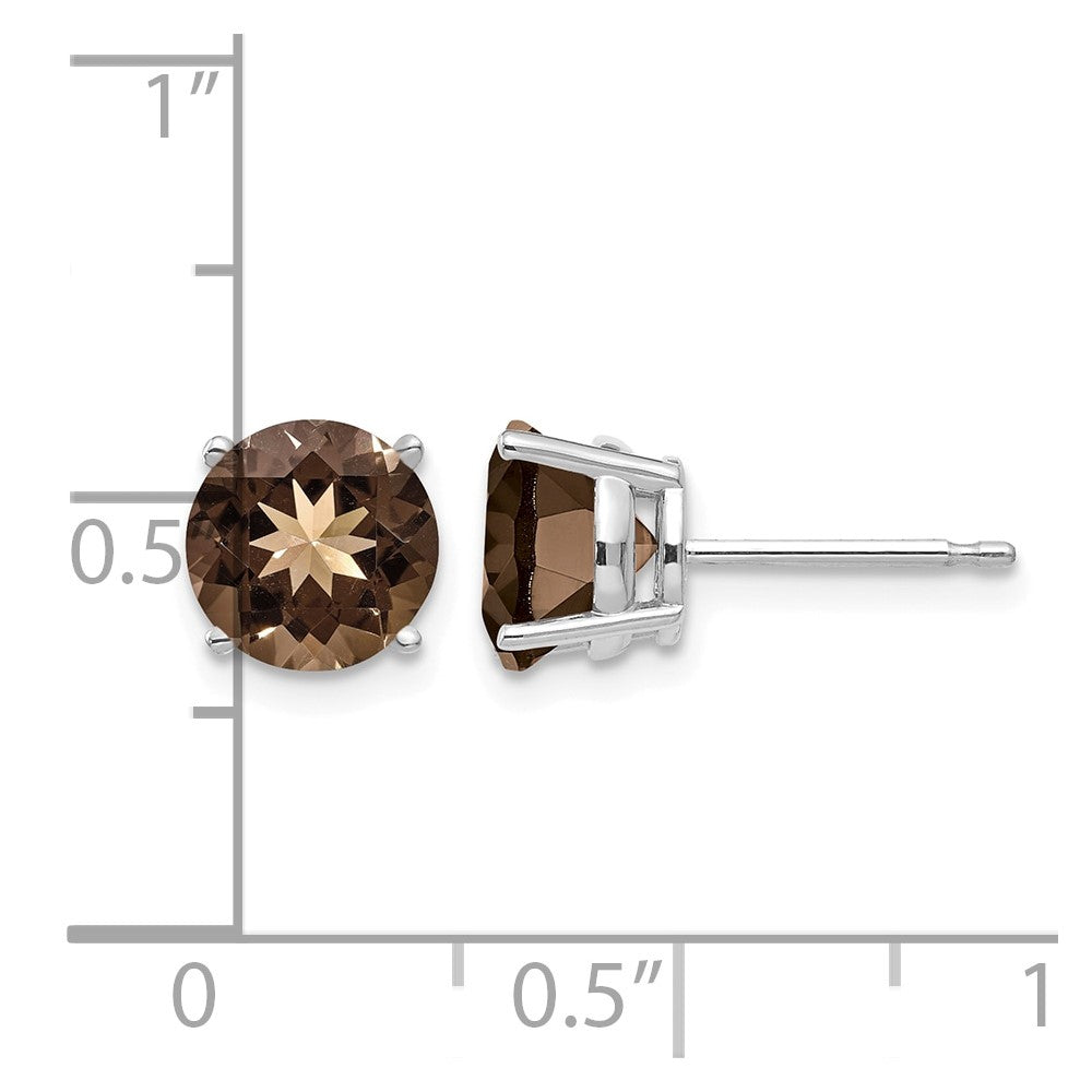 14kw 7mm Round Smoky Quartz Earrings