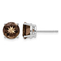 14kw 7mm Round Smoky Quartz Earrings