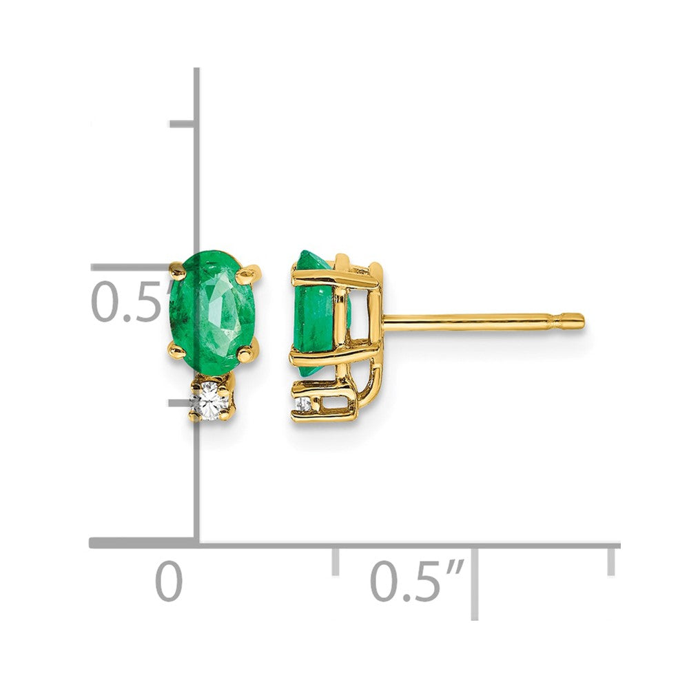 14k Emerald Diamond Post Earrings