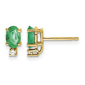 14k 6x4mm Oval Emerald AAA Diamond Earrings