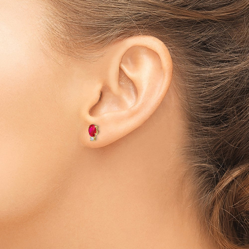 14k 6x4mm Oval Ruby & AAA Diamond Earrings