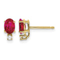 14k 6x4mm Oval Ruby VS Diamond Earrings