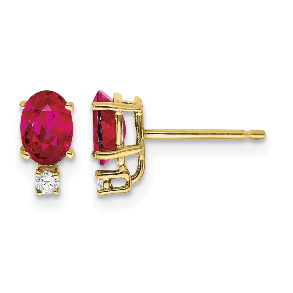 14k 6x4mm Oval Ruby & AAA Diamond Earrings