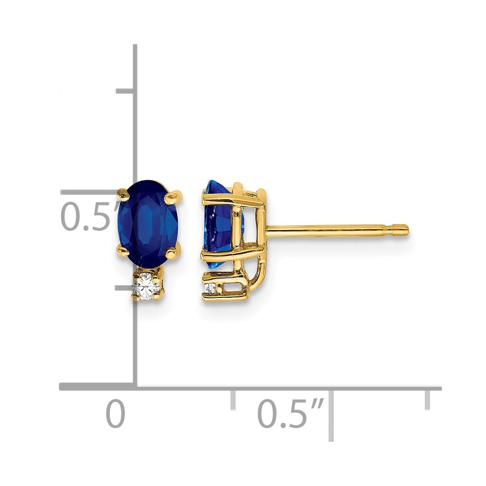 14k 6x4mm Oval Sapphire VS Diamond Earrings
