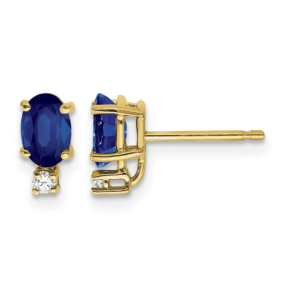 14k Sapphire Diamond Post Earrings