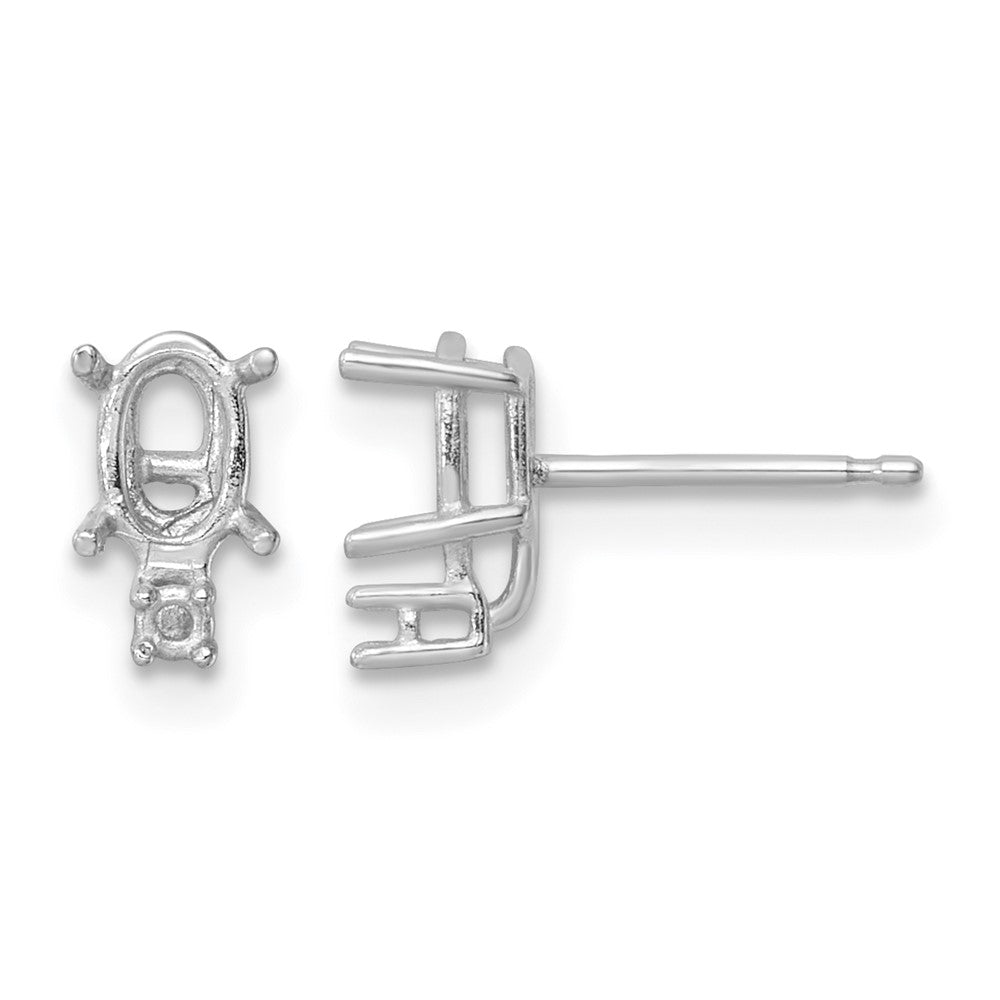 14k White Gold 6x4 Oval & Diamond Earring Mounting